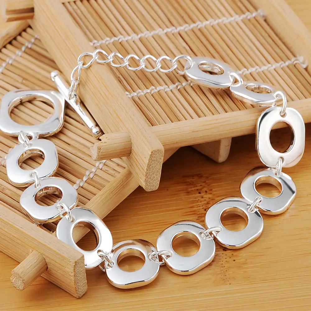 fashion design 925 Sterling Silver Bracelets  for women Men Jewelry high quality factory price  popular Gifts