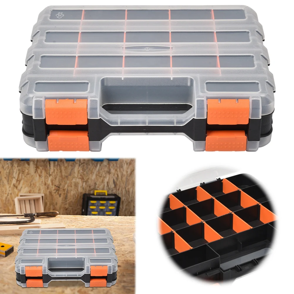 Double Side Tools Box Organizer Tool Storage Box Double Side Tools Box Hardware Tool Arrangement Box for Screws Nuts Small Parts