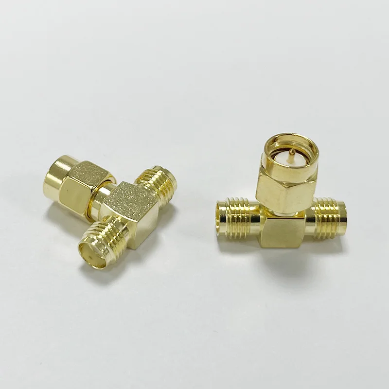 1pc 5pcs 10pcs T-Shape 3 Way SMA Adapter SMA Male to Dual Female RP Splitter T-Type Connector for Antenna