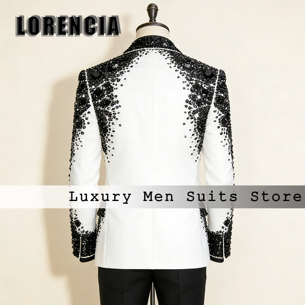 Simple Diamond Suits for Men 2 Pieces Double Breasted Wedding Tuxedos Set Groom Outfits Customized Blazer Pants trajes de novio