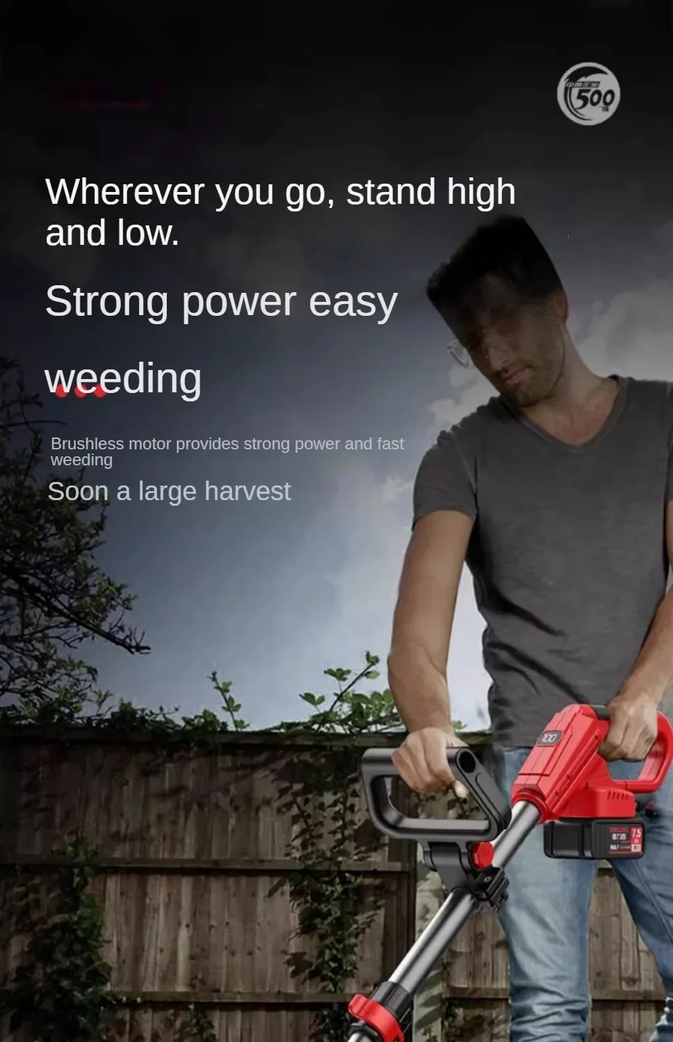 Small Cordless Lawn Mower for Home Use with Lithium-ion Battery and Grass Trimming Function