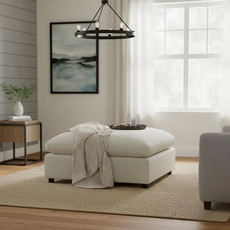 قماش بيج مربع عثماني 40 بوصة. - حل للجلوس والتخزين متعدد الاستخدامات