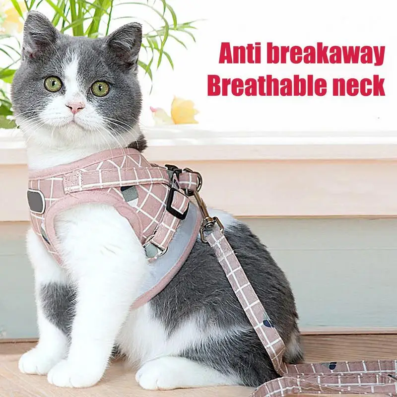 Walk Cats Harness Cat Harness No Pull Adjustable Pet Harness Breathable Weather Mesh Comfortable Pet Accessories For Cats &