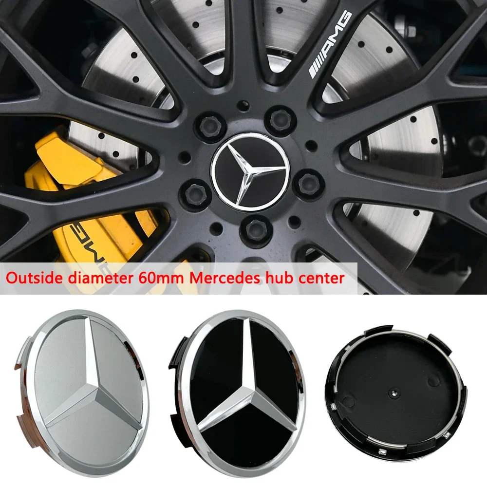 4 шт., 60 мм, черный, серебристый, автомобильный колпачок с логотипом, чехол для Mercedes Benz W176 W177 W204 W205 W212 W213 W206 X156 X253 W117 W166