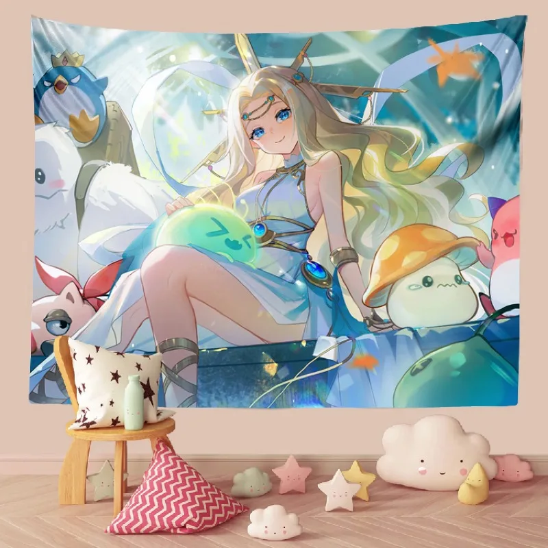 Japanese Anime Tapestry Hanging Hippie House Decoration Beautiful Girl Warrior Fabric Tapestry Bedroom Background Home Decoratio