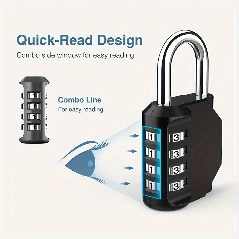 1pc/2pcs Combination Padlocks Lock Resettable 4-digit Padlock With Combination, Combo Lock For Toolbox School Employee Locker