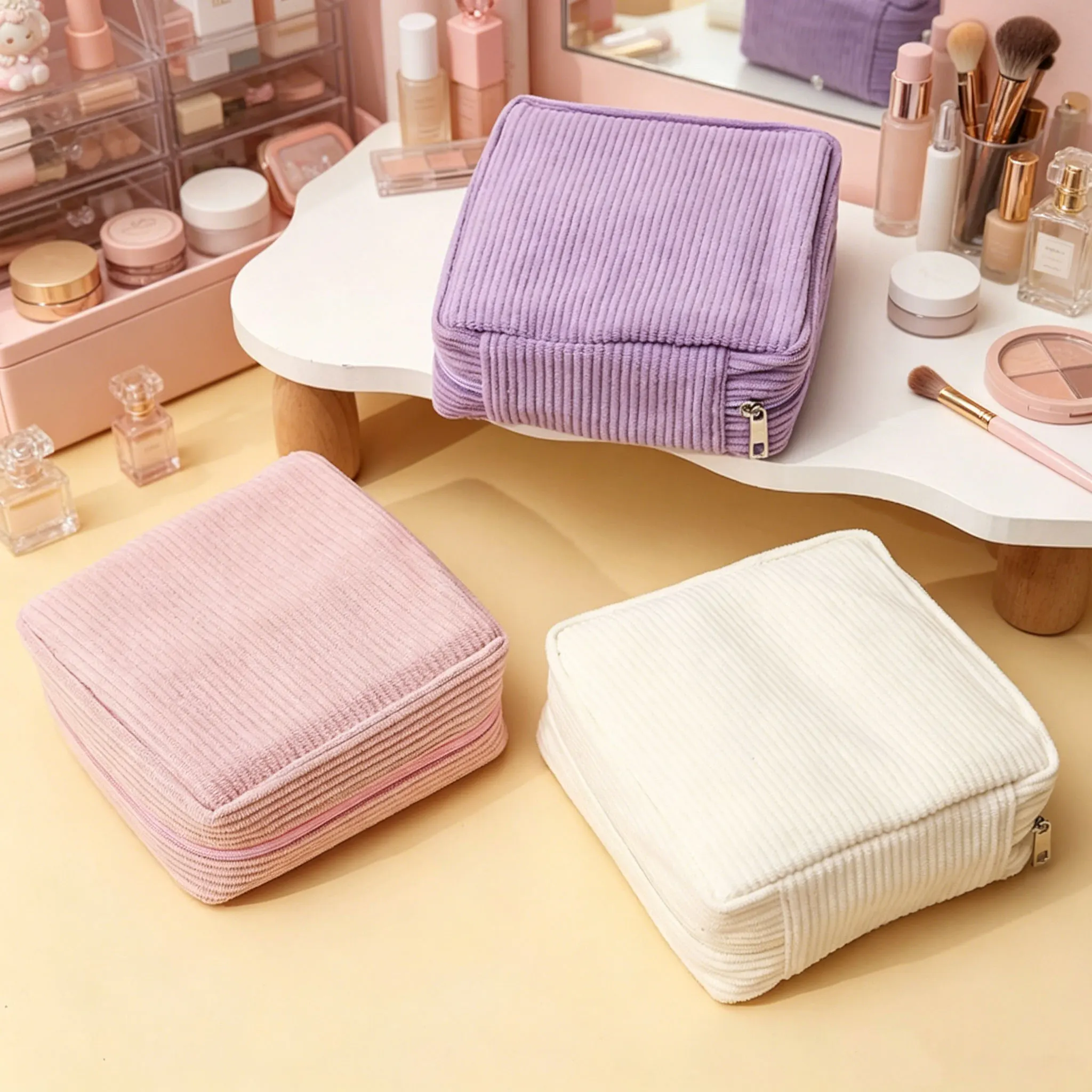 Women Sanitary Napkin Tampon Storage Bag Portable Waterproof Organizer Pouch Cartoon Pattern Sanitary Napkin Bag
