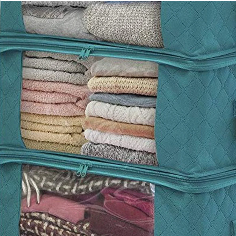 

3 PCS Storage Box Printed Quilt Bag Clothing Clothes Printing Oxford Blanket Blue