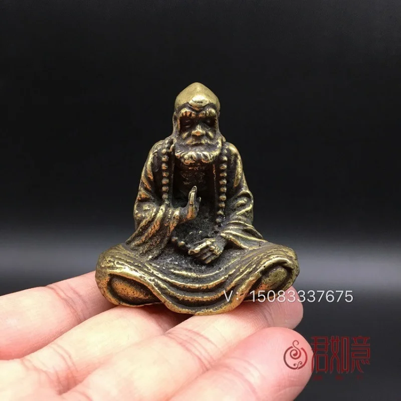 

Антикварная бронзовая статуя Будды из твердой латуни Bodhidharma Патриарх Бронзовая статуя Орнамент Древнее ремесло Ретро Патина