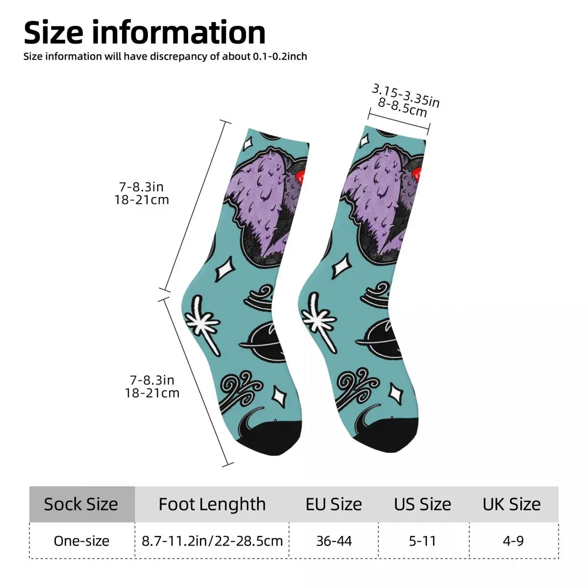 Cute Mothman Design Socks Harajuku High Quality Stockings All Season Long Socks Accessories for Man's Woman's Christmas Gifts