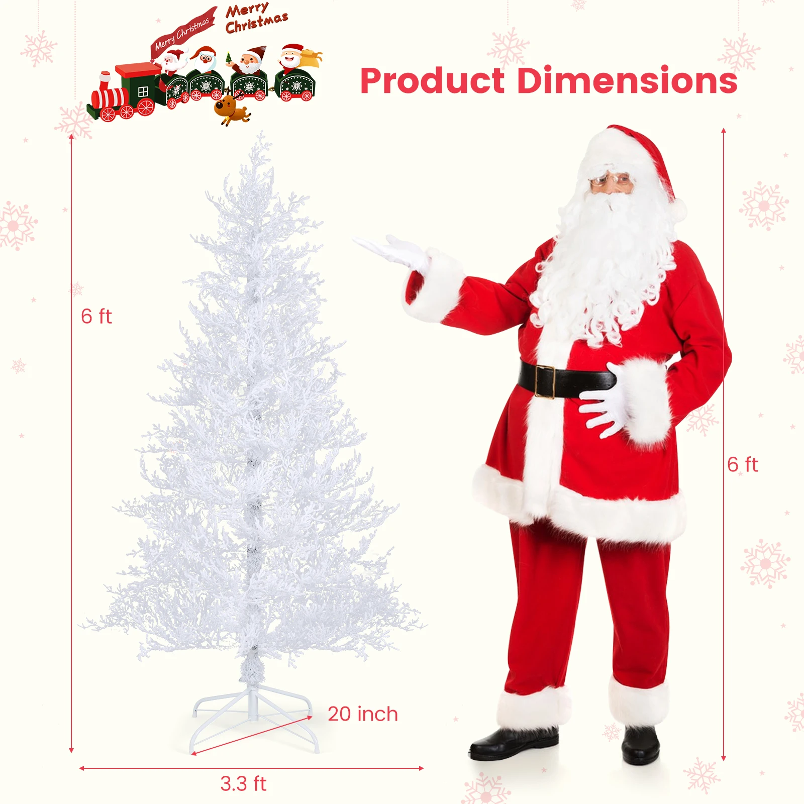 6 FT Pre-Lit Christmas Tree Snow Flocked Hinged 11 Lighting Modes w/ 300 Lights