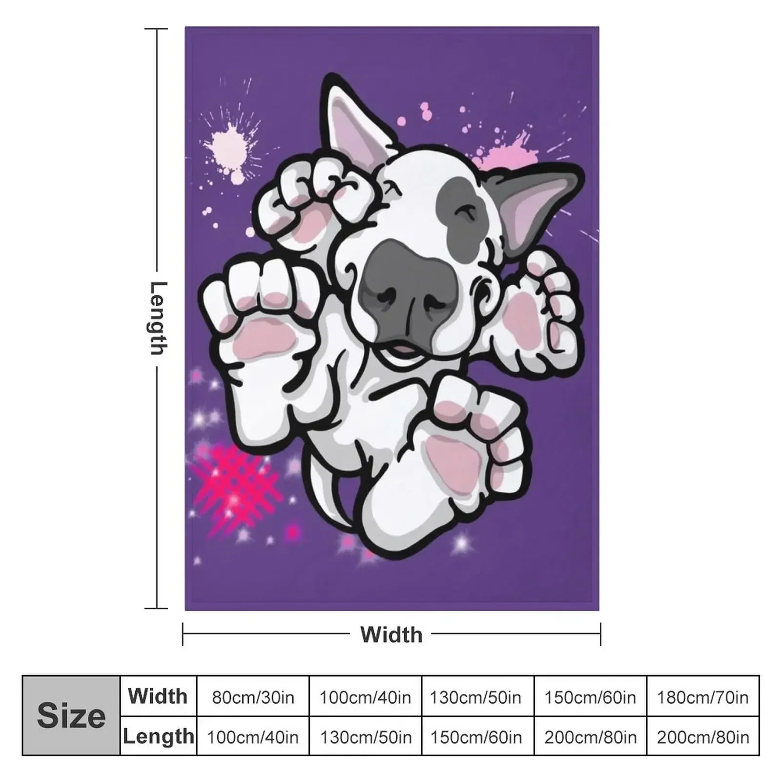 Bullterrier Surprise Pink Throw Blanket couch cozy soft plush fuzzy picnic outdoor blanket