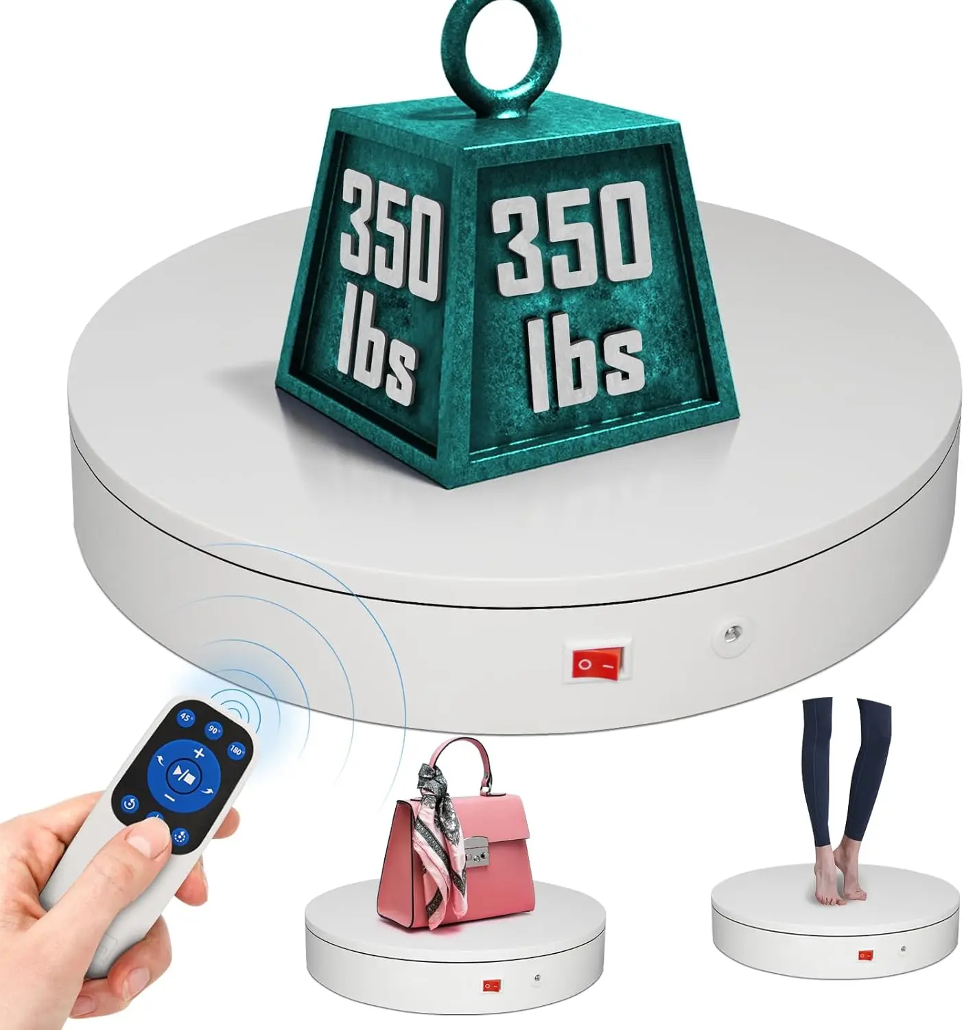 

12.6 Inch Heavy Duty Rotating Platform, 350lbs Capacity Electric Turntable for Photography & 3D Scanning