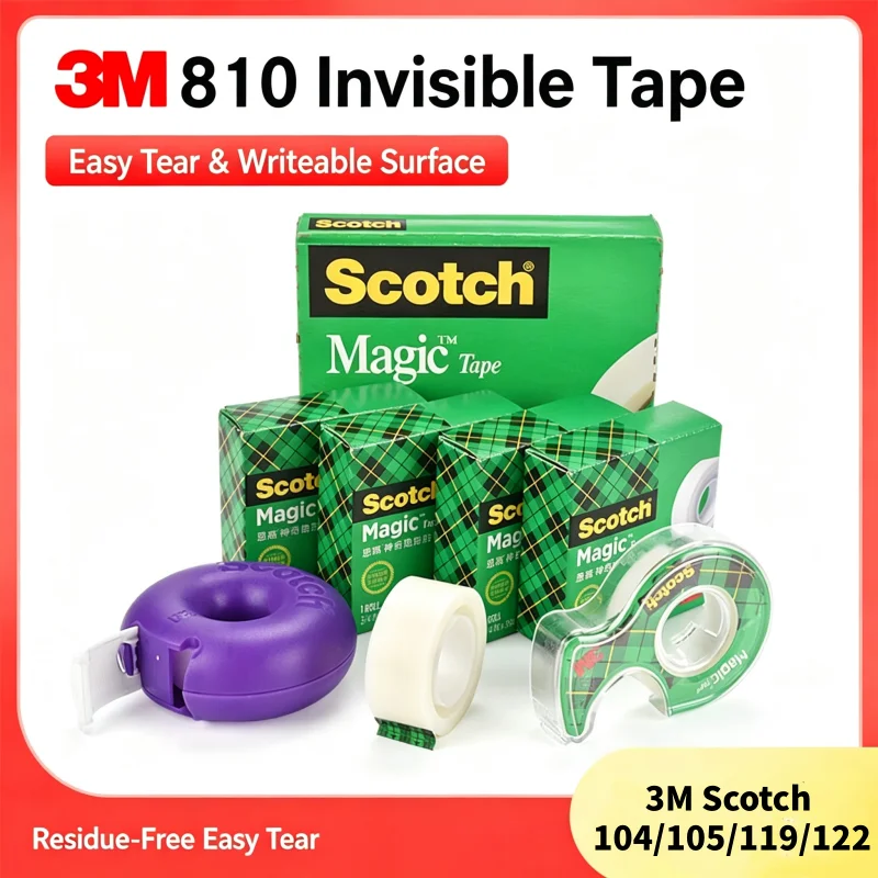 3M Scotch 810 Magic Invisible Tape Test Tape Copies Without Trace, Easy‑to‑Tear, Writable Surface, Student Error‑Question Tape