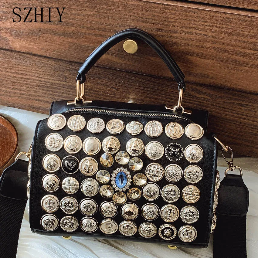 

Luxury Designer Handbag Women Shoulder Bag Button Square Pocket Punk Style Cool Diagonal Cross Small luxury bags designer New