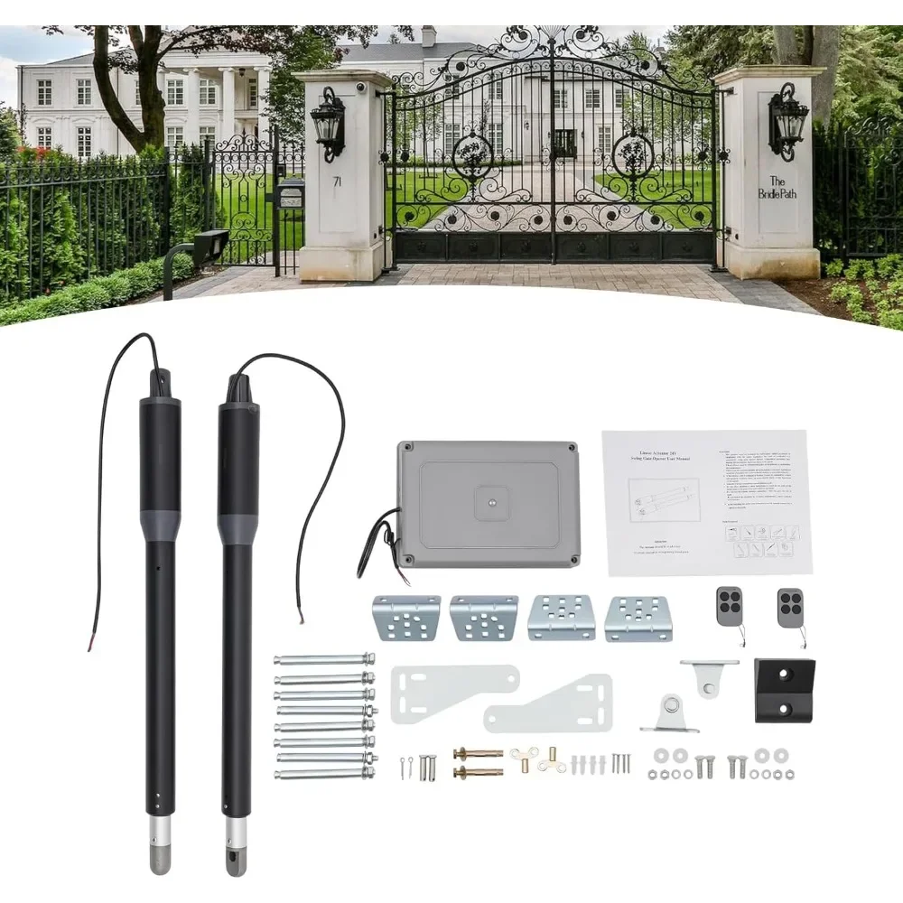 Automatic Gate Opener Electric Heavy Duty Dual Arm Swing 110V 24VDC 250RPM Motor Speed Gate Operator with Remote Control