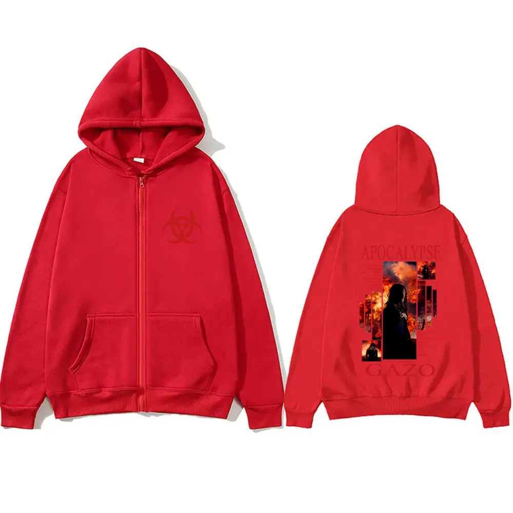 Rapper Gazo APOCALYPSE Album Zipper Hoodie Men Women Hip Hop Fashion Pop Music Zip Up Jacket Male Casual Vintage Fleece Hoodies
