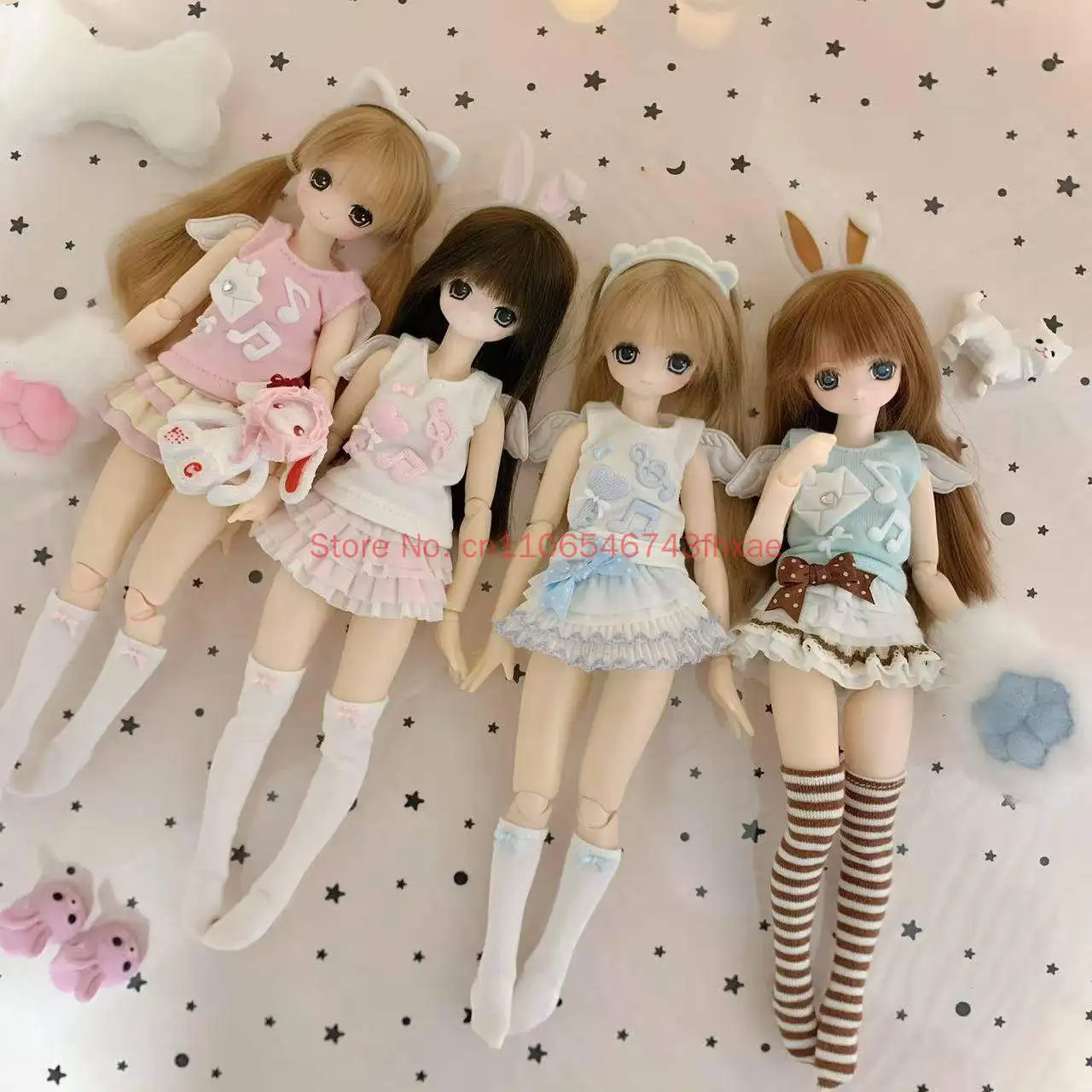 1/6 Electric Street Light Nightmare Angel Note Strap Bjd Clothes Small Azone 6-Point Doll Clothes Ob22 Ob24 Homemade Cake Skirt