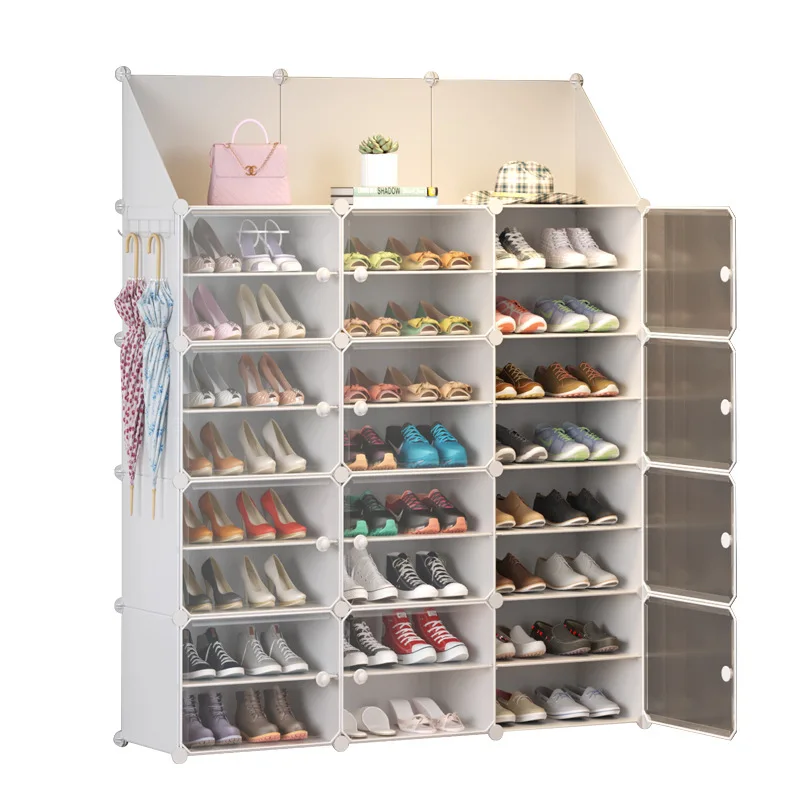 CE4 Organize the shoe cabinet and install a layered pure white mirror shoe rack