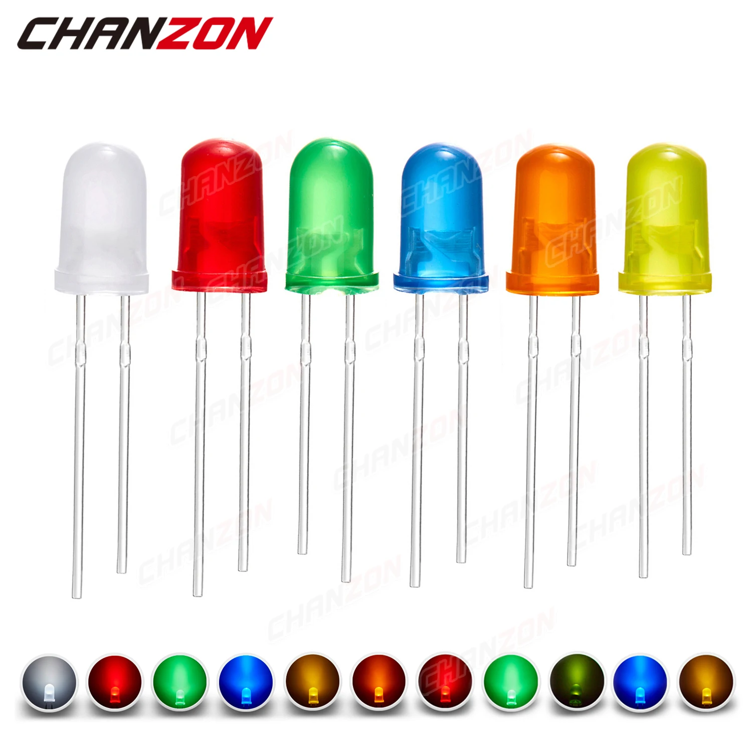 Kit de diodo Led difuso de 5mm, blanco, rojo, verde, azul, amarillo, naranja, bombilla de 2V, 3V, conjunto surtido de emisores de luz, circuito Pcb