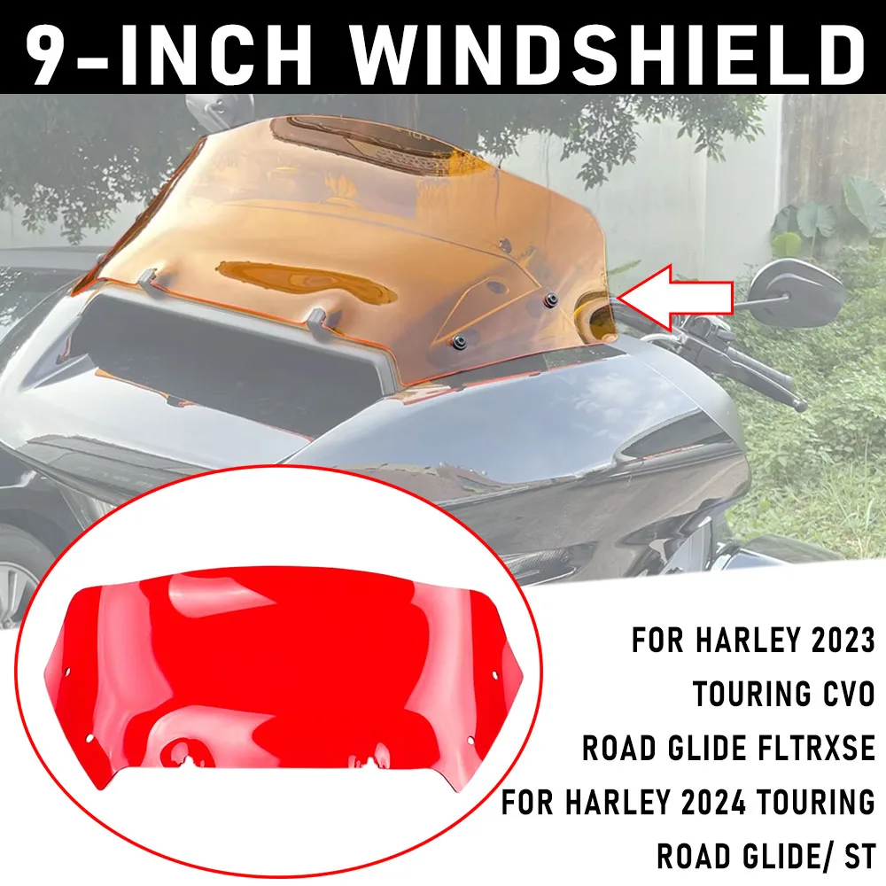

NEW Motorcycles Accessories 9"Windshields Windshield Wind Deflecto For Harley 20232024 TOURING CVO 121 117 Road Glide ST FLTRXSE