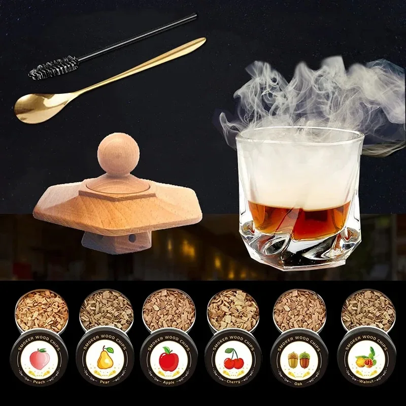 

Cocktail Smoker Kit Whiskey Wooden Smoked Wood Hood Smoker For Drinks Kitchen Bar Accessories Tools bar cocktail