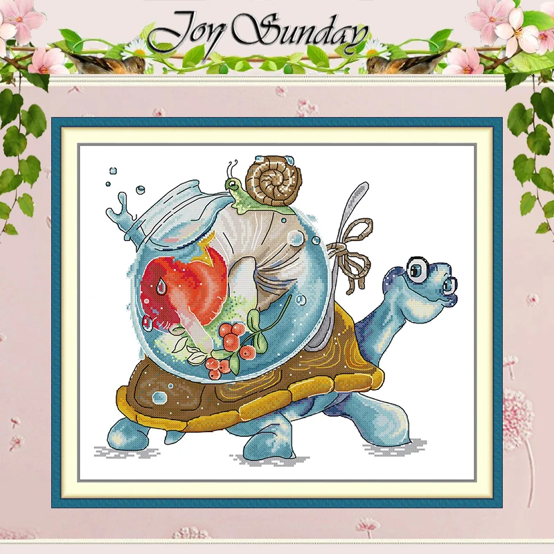 

Набор для вышивания крестиком с узорами черепах и улиток, DIY, 11CT 14CT 16CT, HD, с нанесенным рисунком, DMC, набор для вышивания, рукоделие