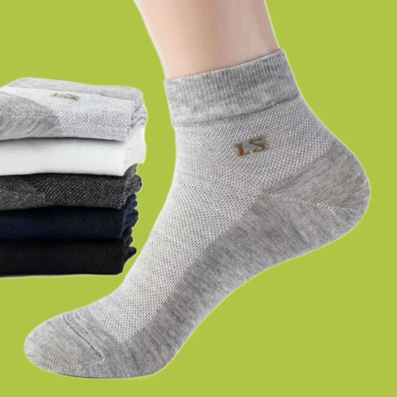 

5/10 Pairs High Quality Men's Summer Thin Breathable Mid-tube Thin Socks Moisture Wicking Socks Deodorant Short Socks