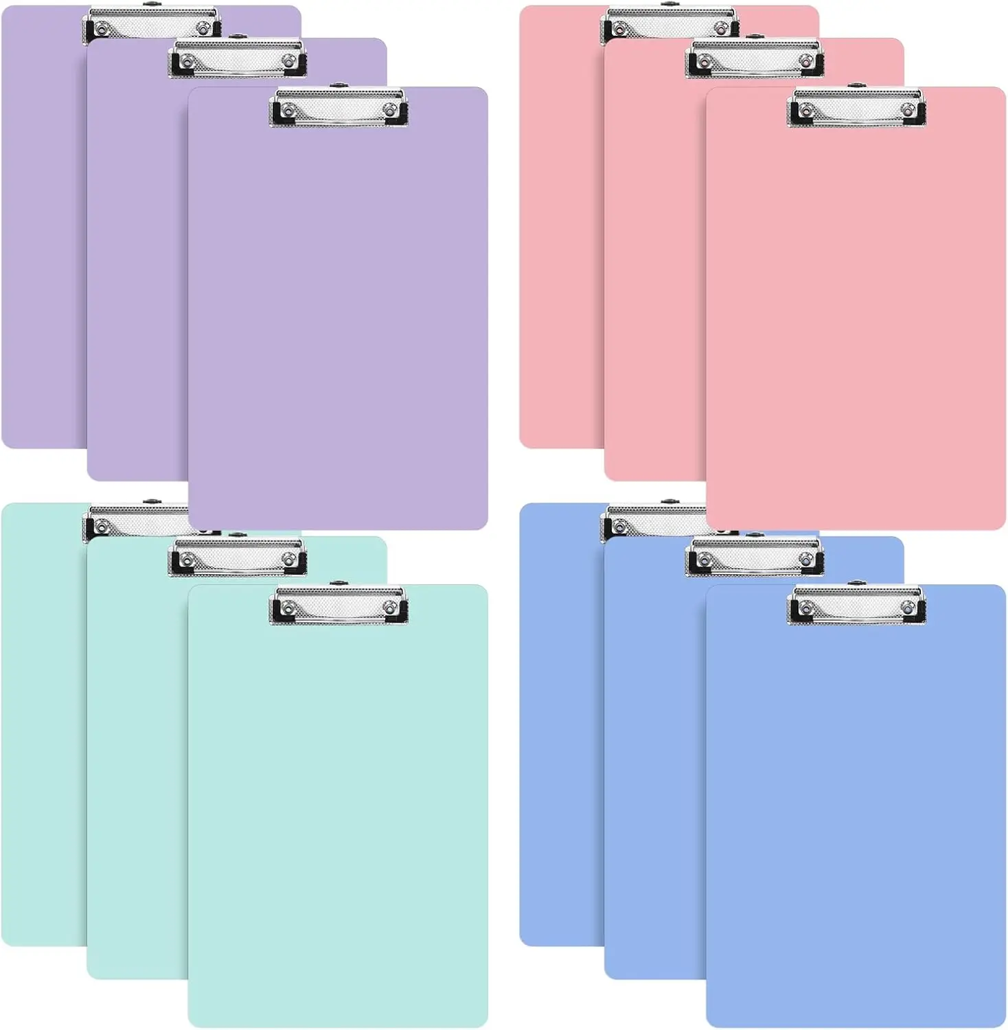

12pcs Plastic Clipboards Colored Clipboards 12.3 x 8.8 Inch Low Profile Clip Boards Students Painting Note-Taking Writing Pads