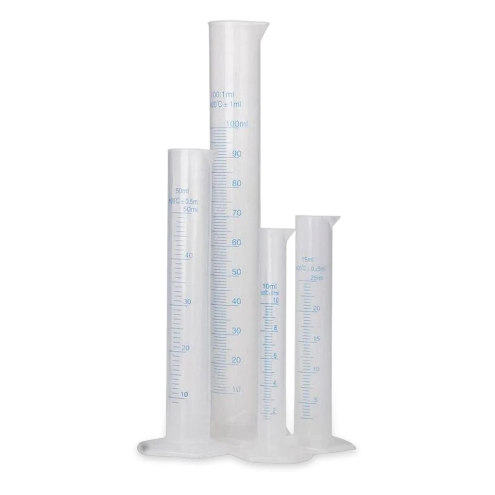 4pcs Plastic Graduated Cylinder Kitchen Laboratory Experiment Test Water Measurement Measuring Tube Cylinder