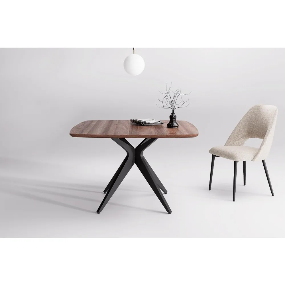 طاولة طعام مربعة من رويل لـ 4، 45.3 بوصة، طاولة عشاء خشبية حديثة للمطبخ مع قاعدة معدنية شديدة التحمل، سطح سميك 1.18 بوصة #6