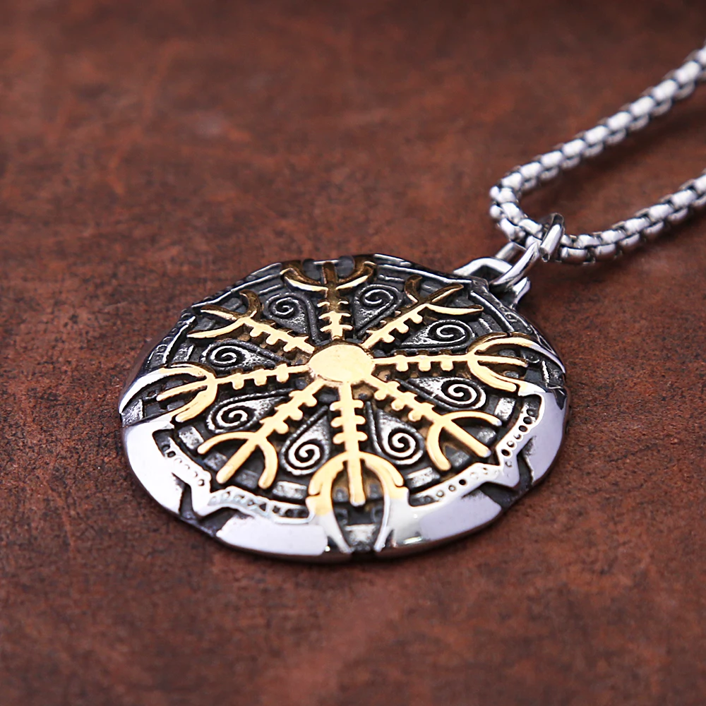 Fashion Vintage Norse Viking Compass collana per uomo ragazzi acciaio inossidabile Vikings amuleto rune ciondolo gioielli regali Never Fade