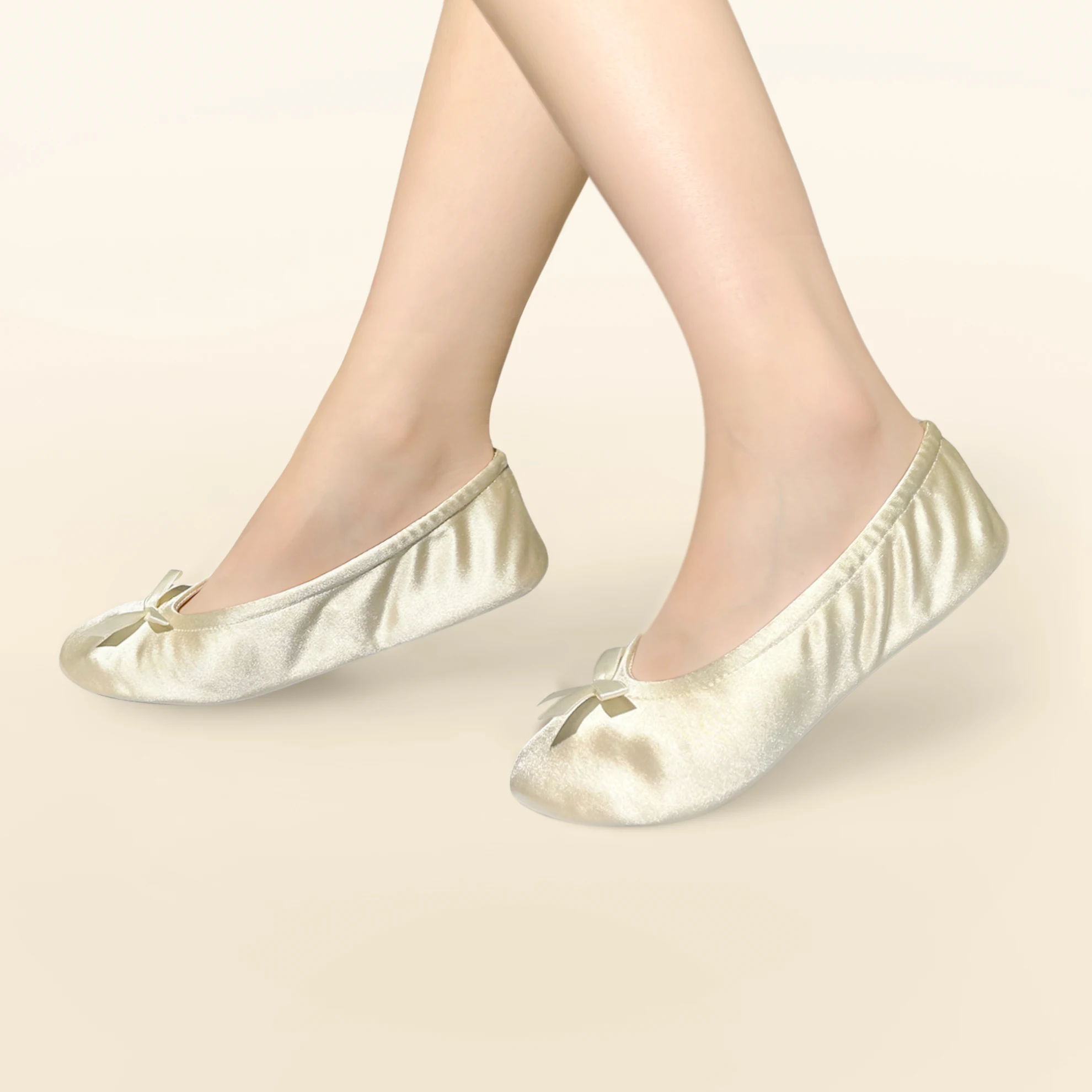 Zapatos planos de bailarina elegantes para mujer, bailarinas ligeras y acogedoras para interiores, con plantilla de zapato de espuma suave y decoración con lazo