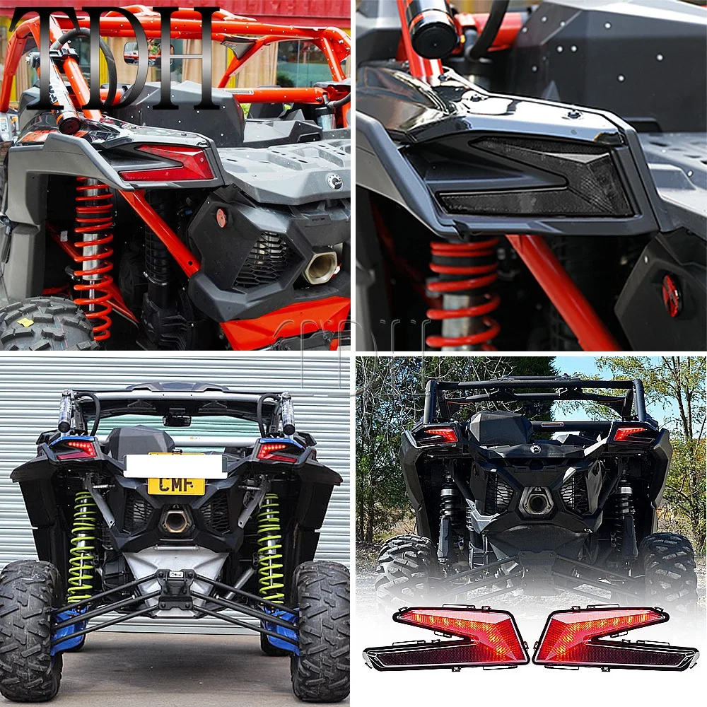 UTV إضاءة مقاومة للماء الخلفية الذيل ضوء الفرامل وقف مصباح ل Can Am Maverick X3 900 ماكس توربو R توربو R XRC XDS 2017-2021 الضوء الخلفي