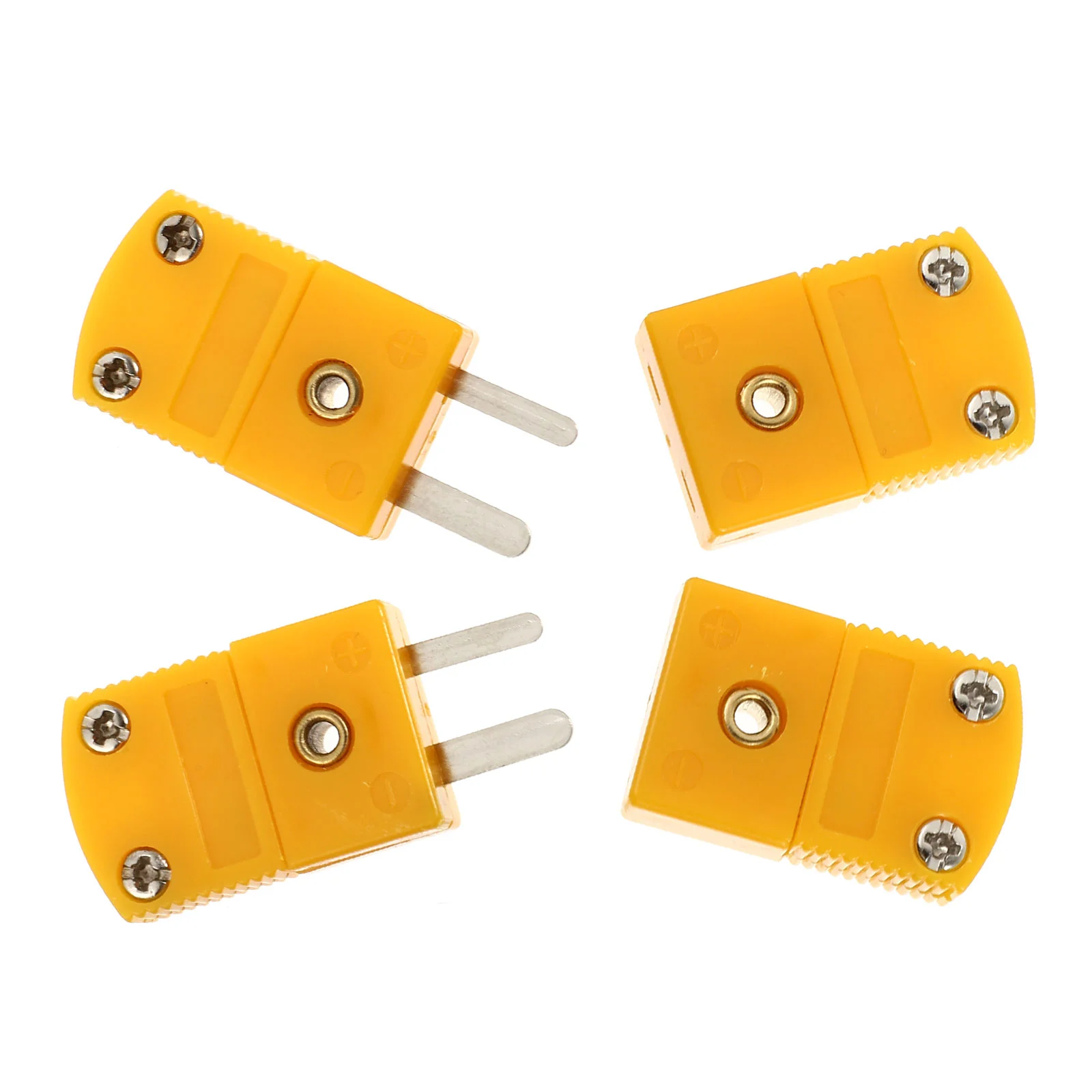 4 Pcs Hermaphrodite Connector 2 Pin Thermocouple Plug Joint Wire Connectors Adapter K Type Little Yellow