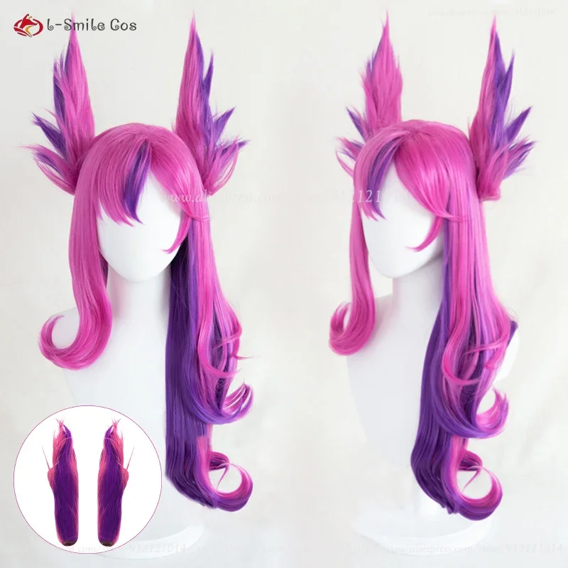 Game lol Xayah cosplay wig star guardian Xayah wig 65cm long xaya curvy hair heat resistant hair Party woman wigs free wig cap