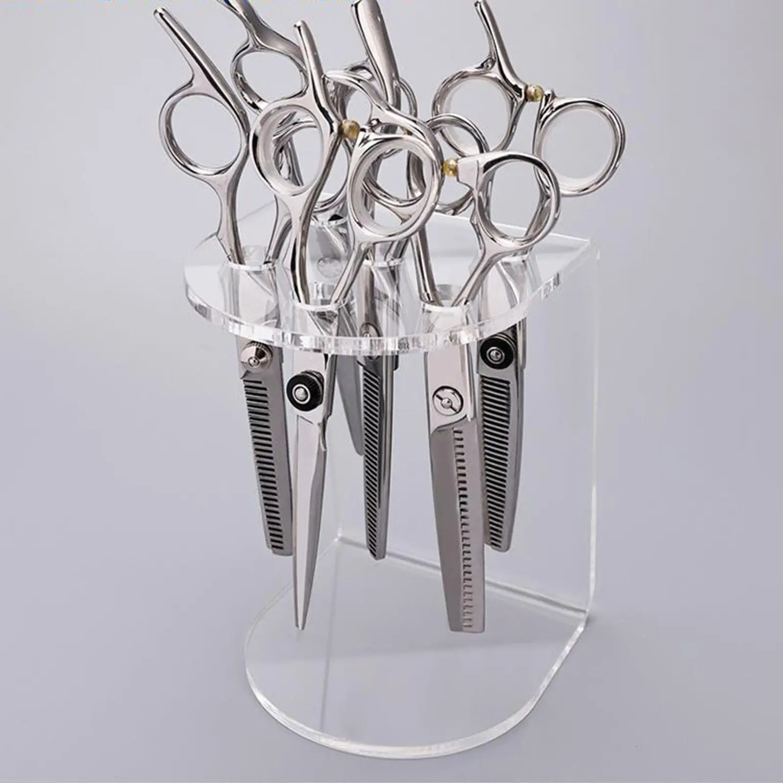 Acrylic Hair Scissors Rack Salon Shear Holder,6 Holes,Tool Rack Desktop Organizer Hairdresser Combs Clips Storage for Office