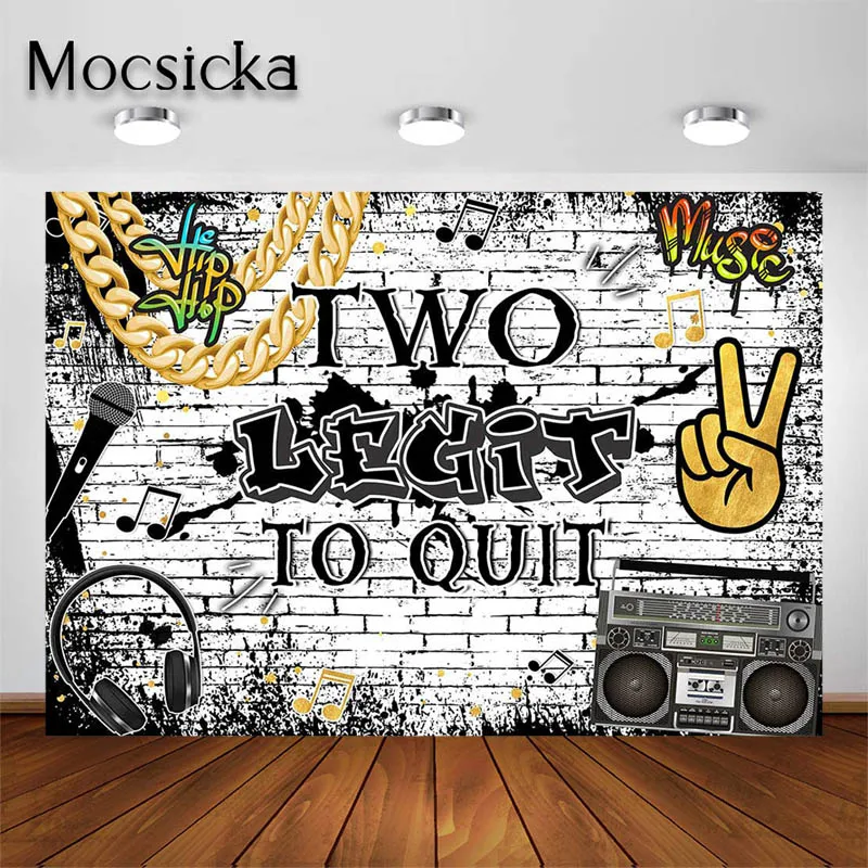 Mocsicka Birthday Backdrop Hip Hop Theme 2nd Birthday Party Decorations Two Legit To Quit Old School Rap Notorious Boys Bday