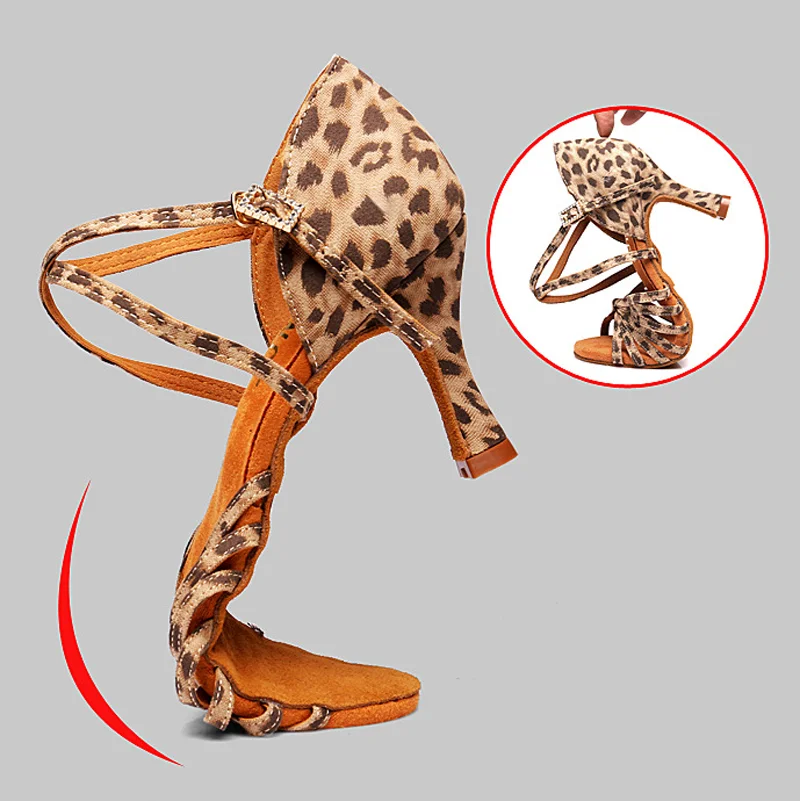 Venda quente sapatos de dança latina padrão nacional sapatos de dança tango feminino profissional sapatos de dança de salto alto leopardo