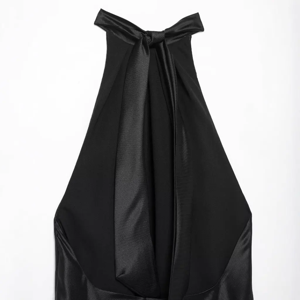 فستان نسائي من الساتان الحريري بدون ظهر بقصة ضيقة على الطراز الأوروبي الأمريكي، فستان سهرة أنيق جديد #2