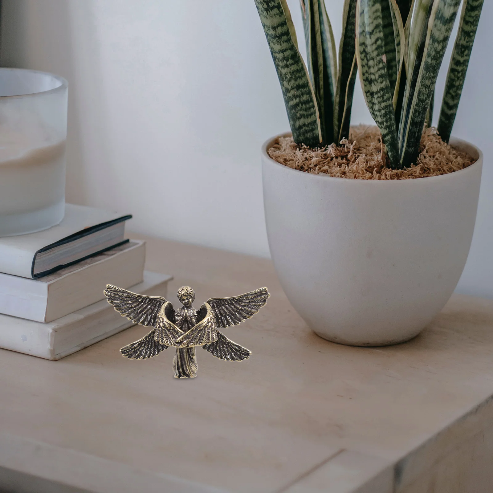 

Six Winged Brass Desktop Decor Small Golden Ornament For Table Cabinet Home Office Brass Craft Ornament Vintage Style Statue