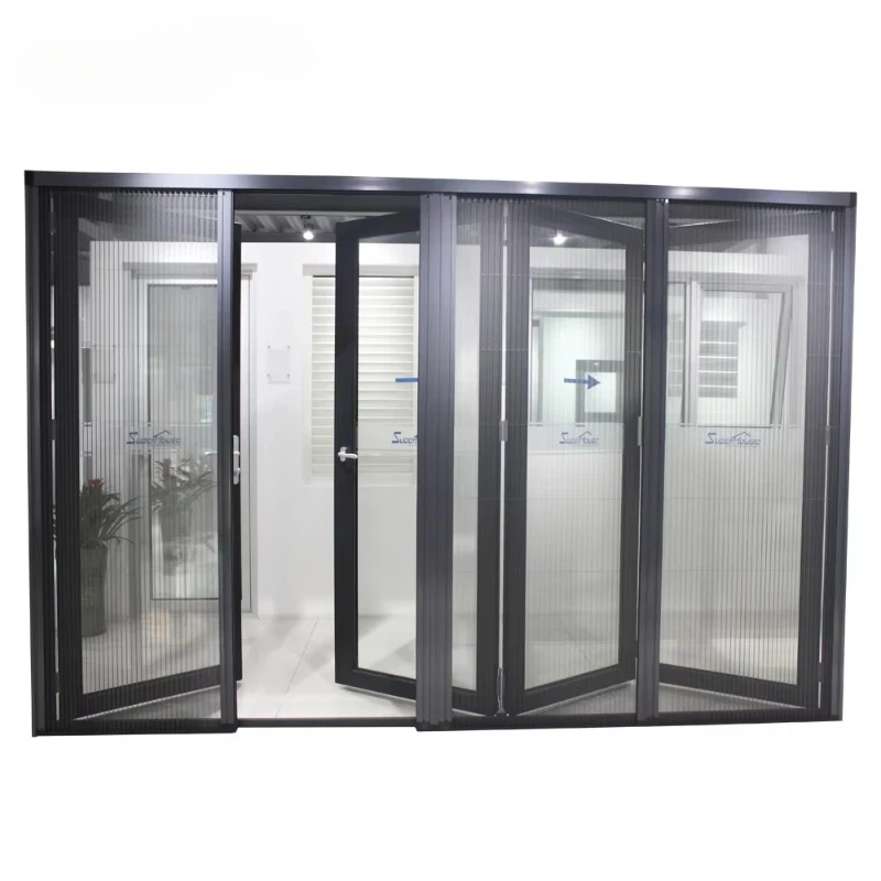 standard aluminum four panels folding bi fold doors best quality with retractable fly screen