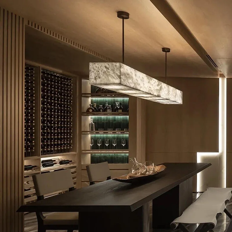 

Postmodern, light luxury, marble, strip lamp, creativity, restaurant