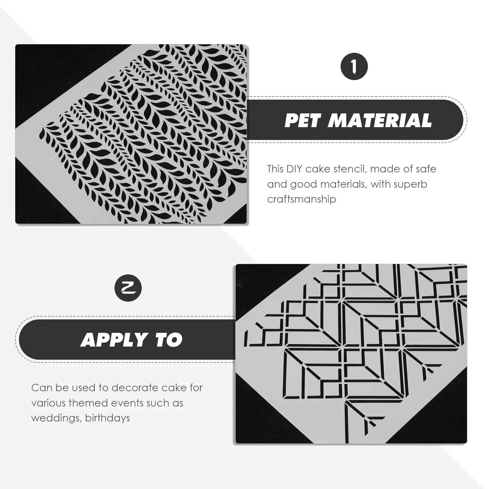 

4Pcs Graffiti Templates for Cake Decorating Stencils Reusable Plastic Baking Art Stencils for Cookies Mousse Fondant Clay