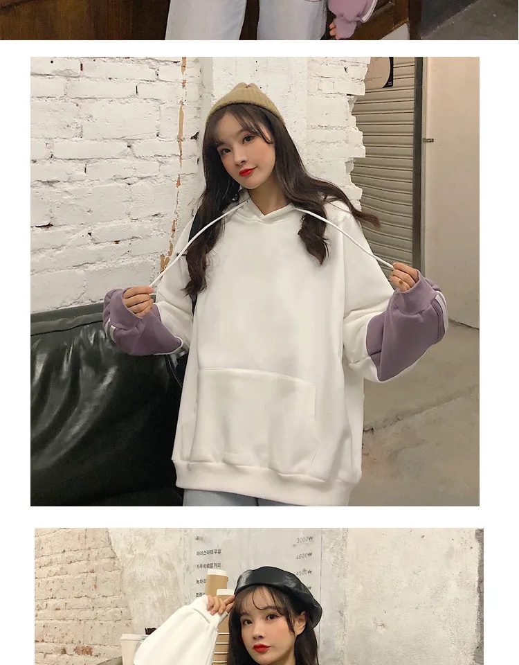 Com capuz bonito hoodies street wear mulher roupas alternativas feminino inverno pull femmes recortado manga longa gótico shoujo senhora pele