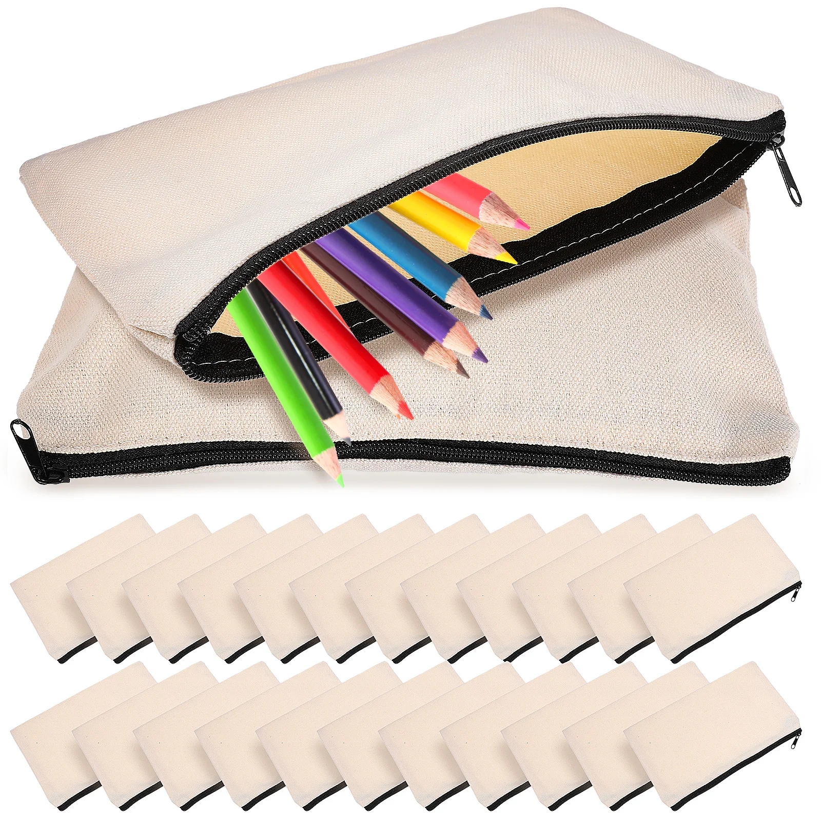 

25 Pcs Toiletry Bag Black Zipper Makeup Travel Portable Stationery Small Pencil Pouch for Miss