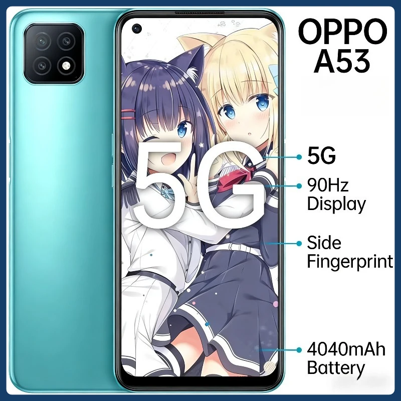 OPPO A53 5G أبعاد الهاتف المحمول 720 معالج 6.5 "120 هرتز معدل أخذ العينات اللمس الجانب بصمة 16MP كاميرا ثلاثية 4040mAh #1