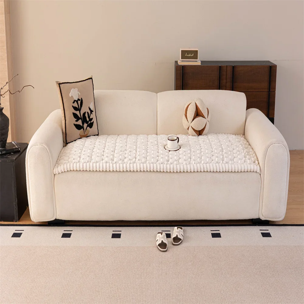 Retro Chenille Sofa Cushion Cover Universal Non-Slip Fixed Straight Row All-Seasons Slipcover for Home Comfort