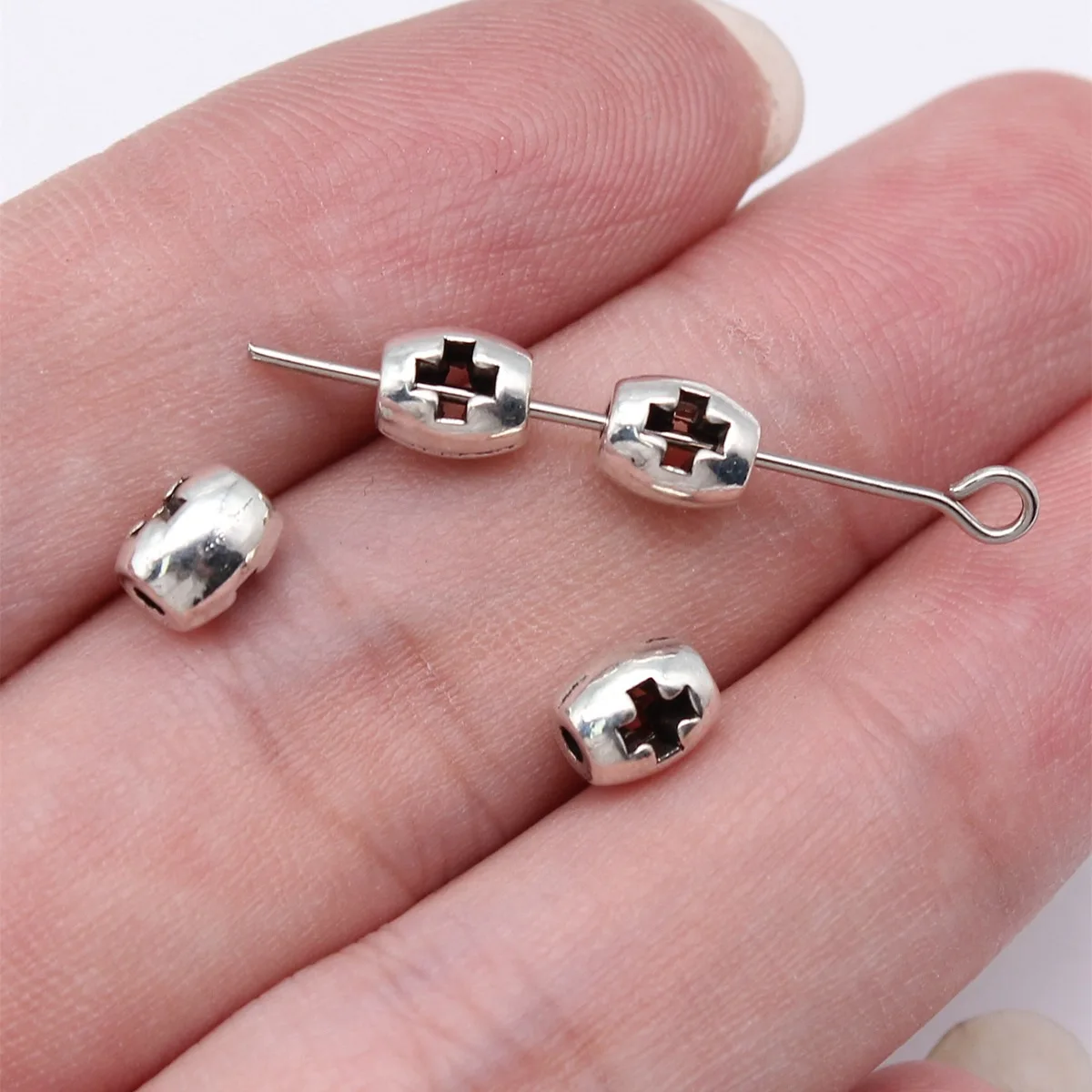 WYSIWYG 40pcs 6x5x5mm Antique Silver Color Cross Small Hole Beads Spacer Beads For DIY Jewelry Making Jewelry Findings