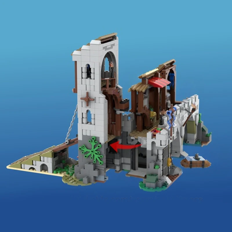 meticulously crafted medieval merchant's bridge bricks market tower blocks modular castle building moc architecture klocki